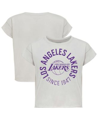 Women's Gray Los Angeles Lakers Cropped Genuine Issue Collection Alana T-Shirt