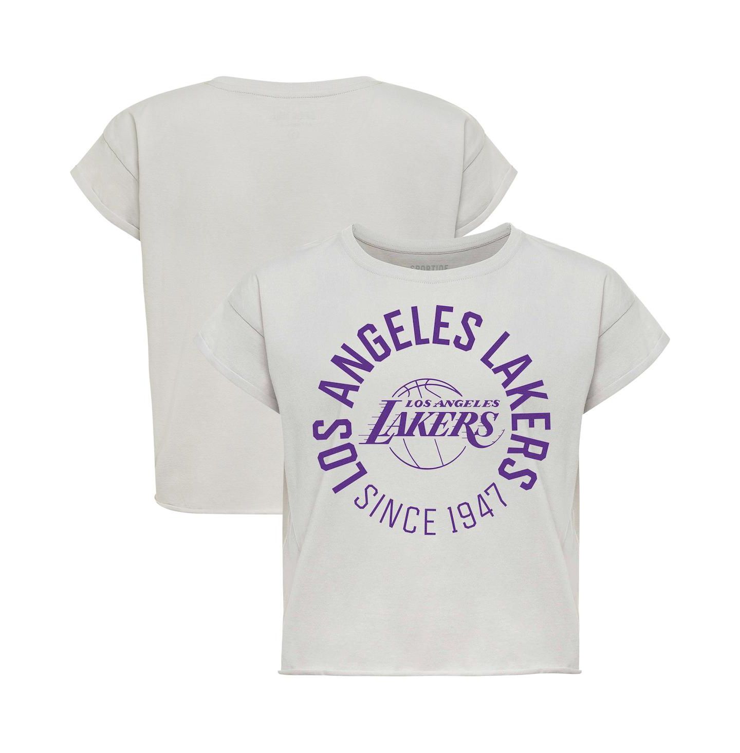 Женская футболка Sportiqe Gray Los Angeles Lakers Cropped Genuine Issue Collection Alana — фото 1