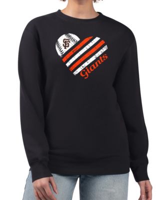Women's Black San Francisco Giants Heart Logo Fleece Pullover Sweatshirt