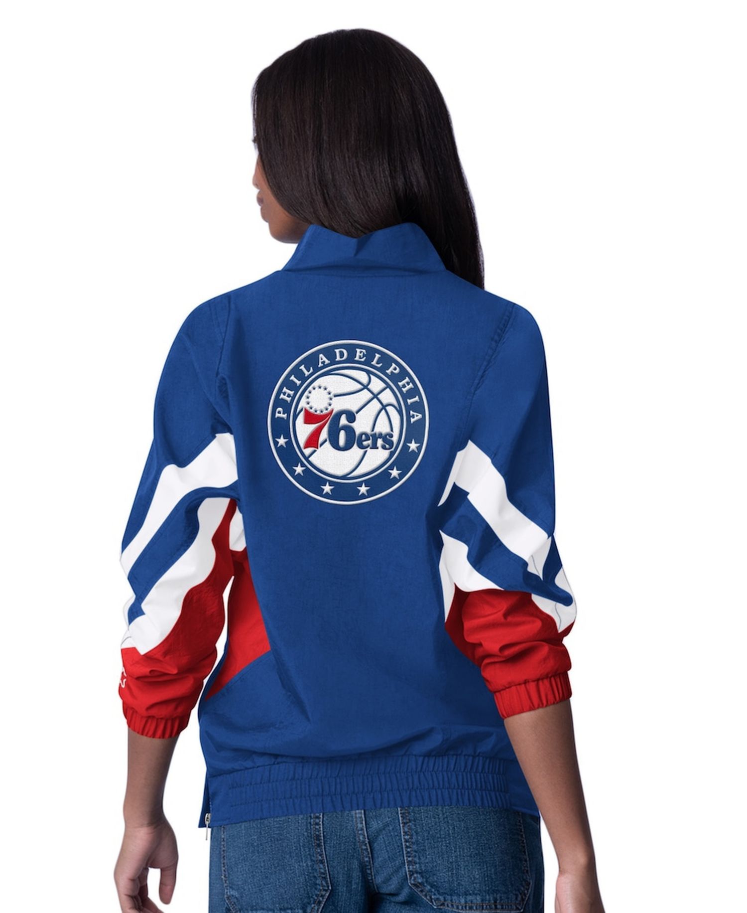 Women's Royal Philadelphia 76ers Renegade Oxford Half-Zip Jacket