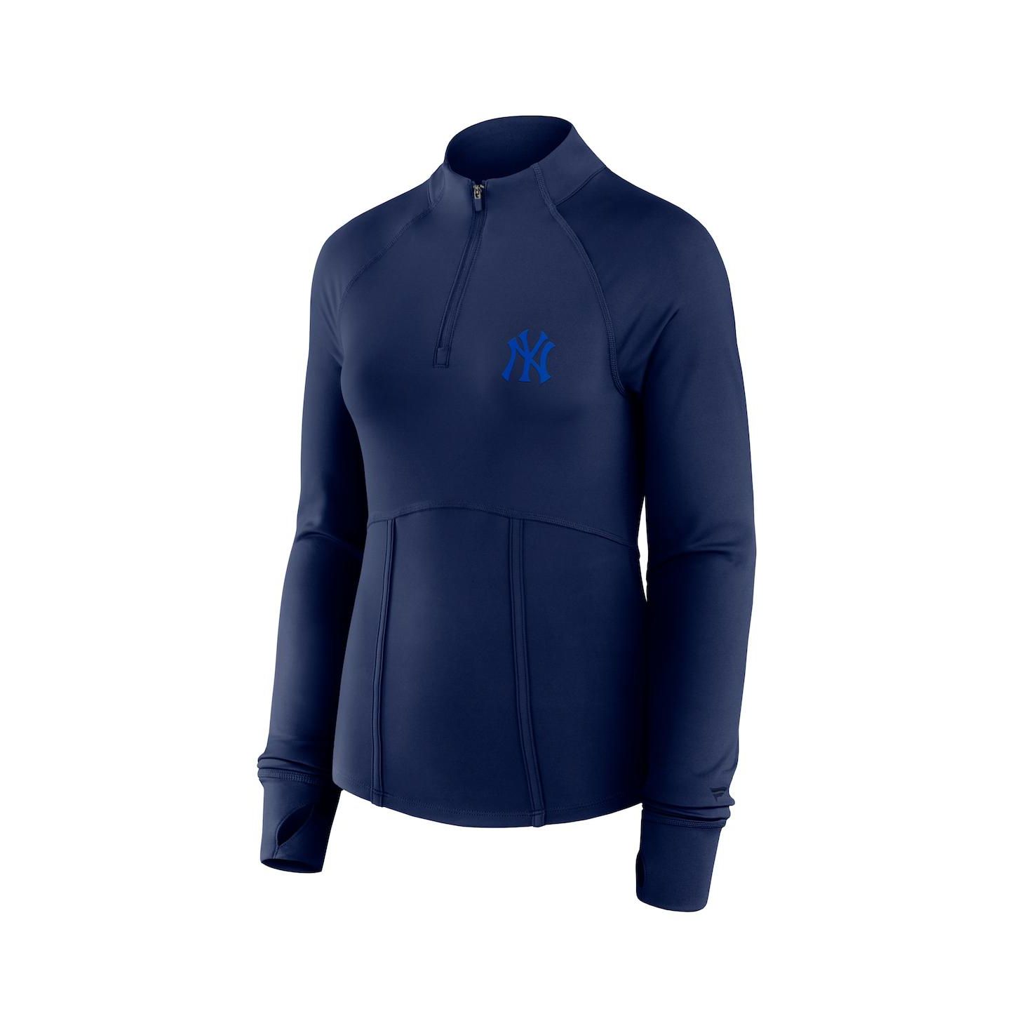 Женский топ Fanatics Navy New York Yankees Elements Raglan Tri-Blend Quarter-Zip — фото 3