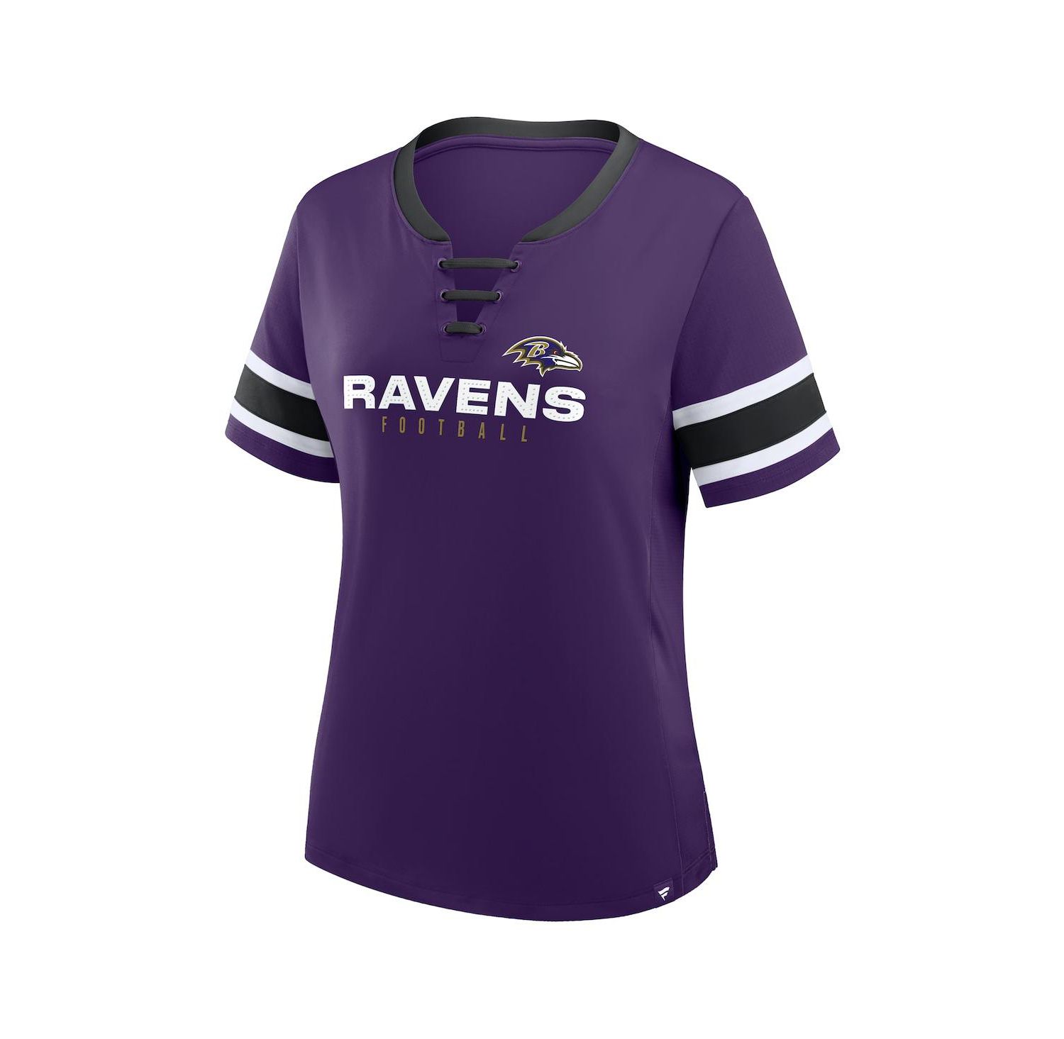 Women's Purple Baltimore Ravens Plus Size Red Zone Athena Lace-Up V-Notch Neck T-Shirt