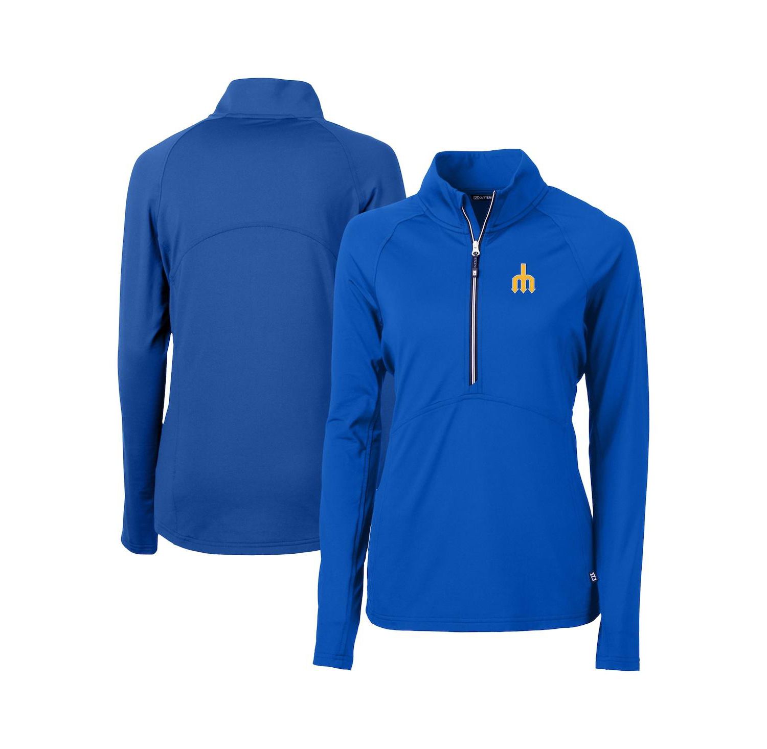 Women's Royal Seattle Mariners Dry Tec Adapt Eco Knit Stretch Raglan Half-Zip Top