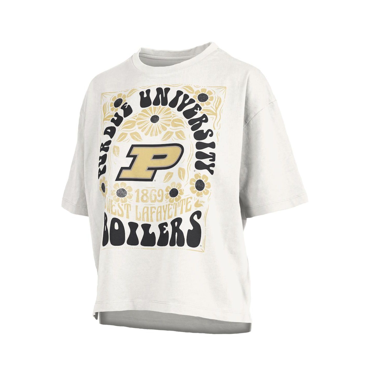 Женская футболка Pressbox White Purdue Boilermakers Harmony Oversized Slub — фото 3