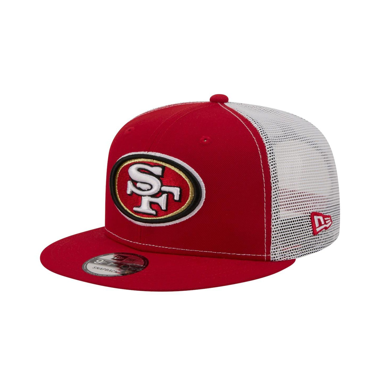 Мужская кепка New Era Scarlet San Francisco 49ers Core Team 9FIFTY Trucker Snapback Hat — фото 1
