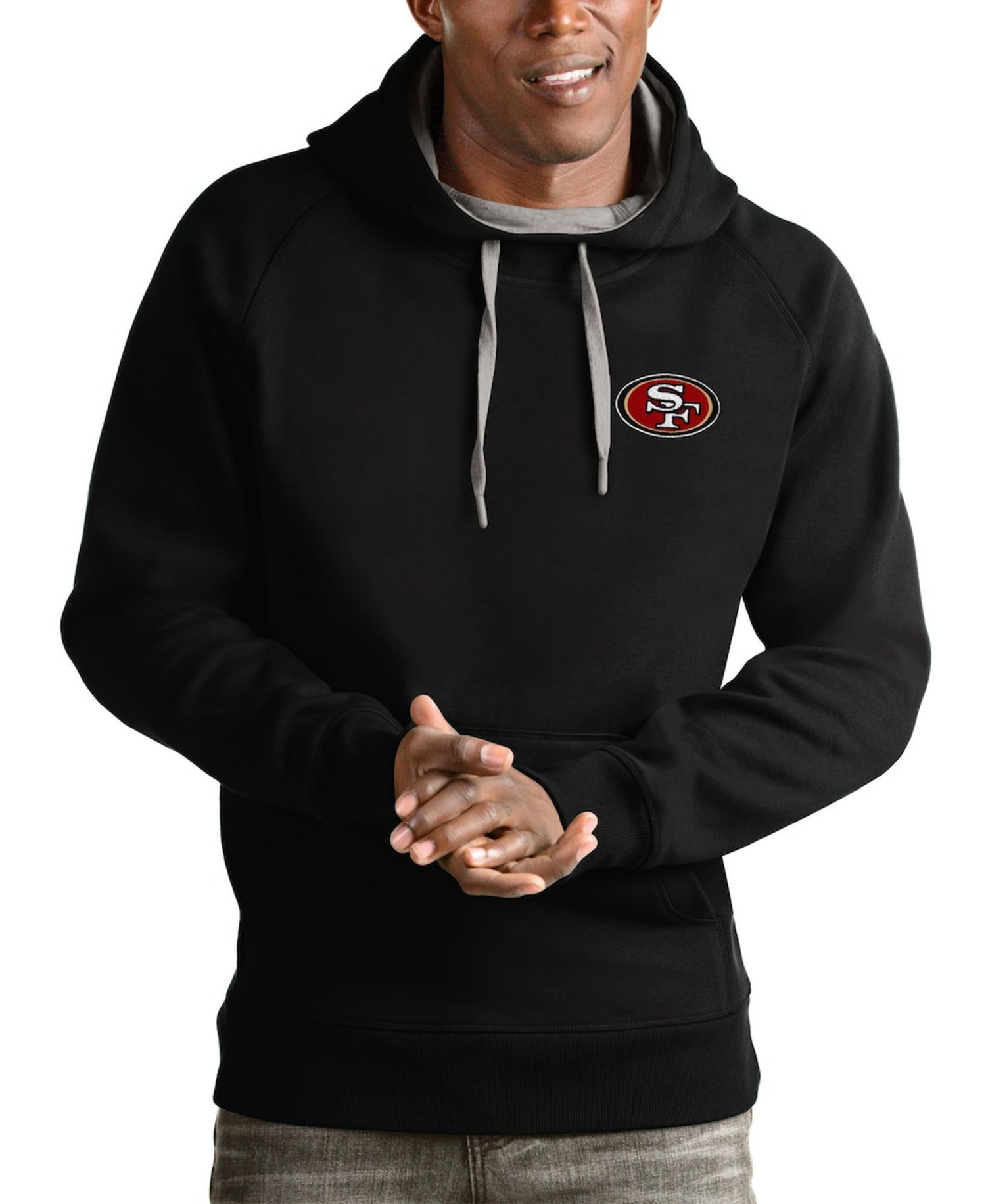 Men's Black San Francisco 49ers Logo Victory Pullover Hoodie