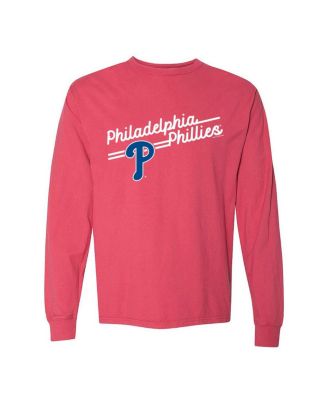 Women's Red Philadelphia Phillies Pigment Dye Long Sleeve T-Shirt