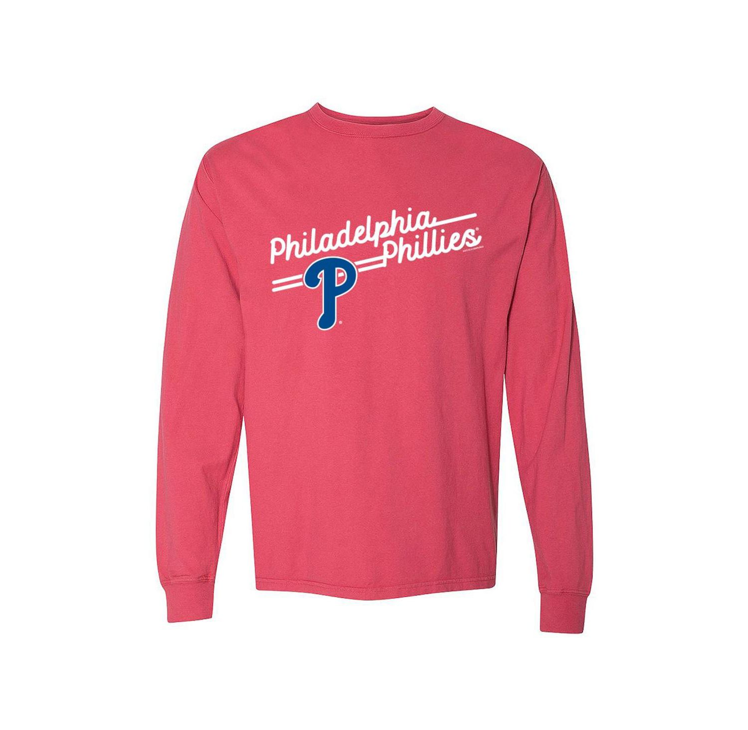 Women's Red Philadelphia Phillies Pigment Dye Long Sleeve T-Shirt