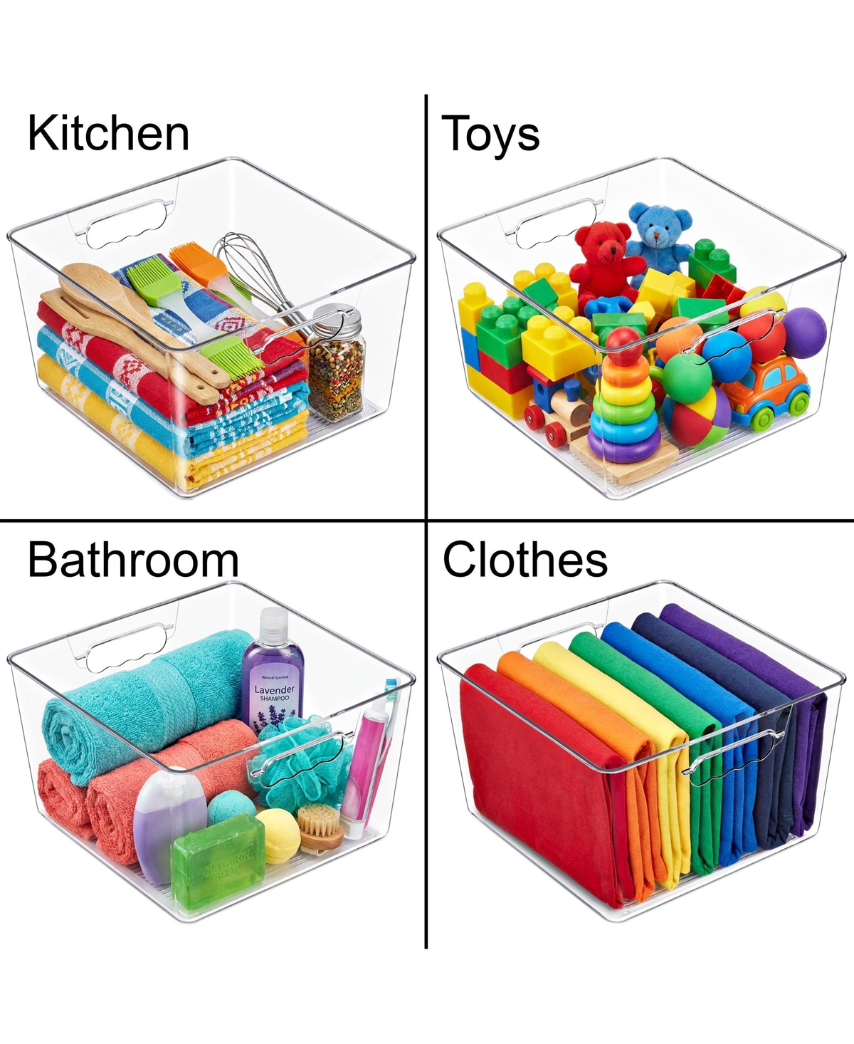 Sorbus 6 Pack Large Square Stackable Storage Bins with Handles - for Storage, Closet, Shelf and Home Organization