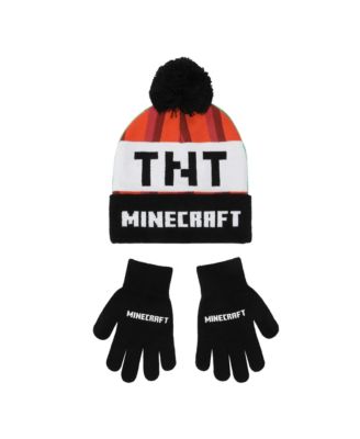 Creeper TNT Youth Winter Two Way Hat And Knit Gloves Cold Weather Set