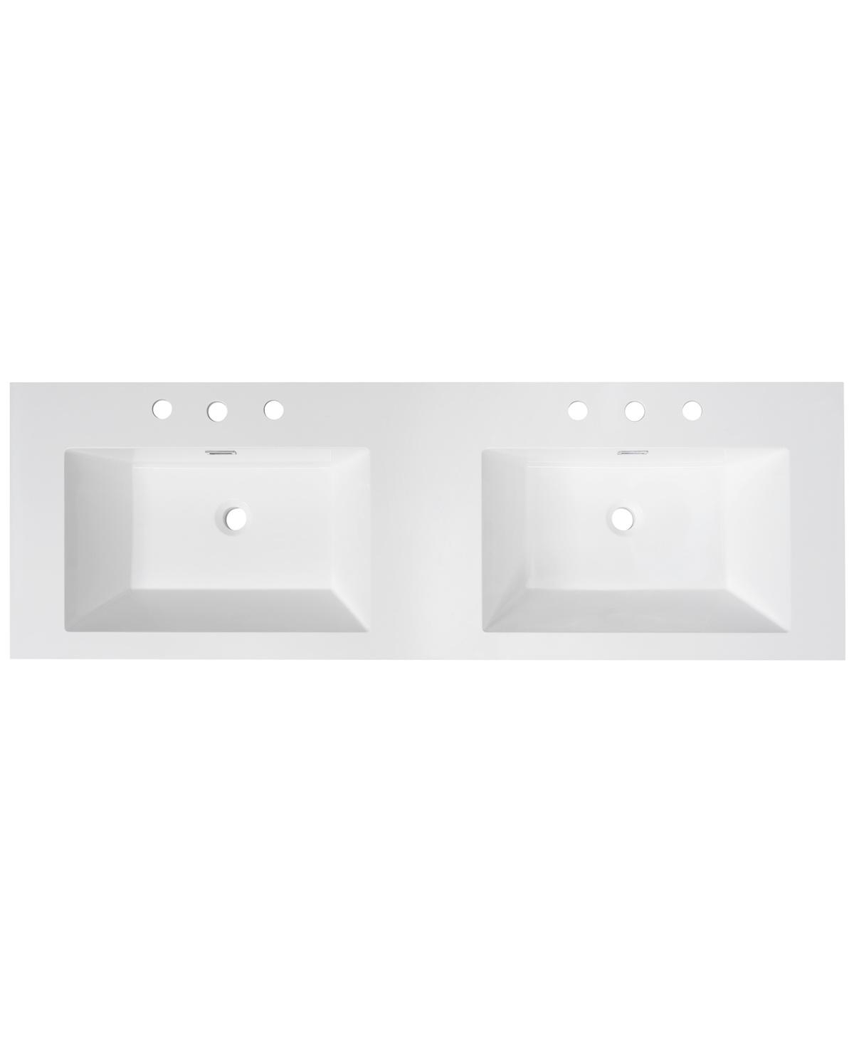 Sillysis 59 Inch Double Sink Resin Vanity Top with Rectangular Undermount Basins, Pre-Drilled 8-Inch Faucet Holes, Fits Standard Bathroom Cabinet