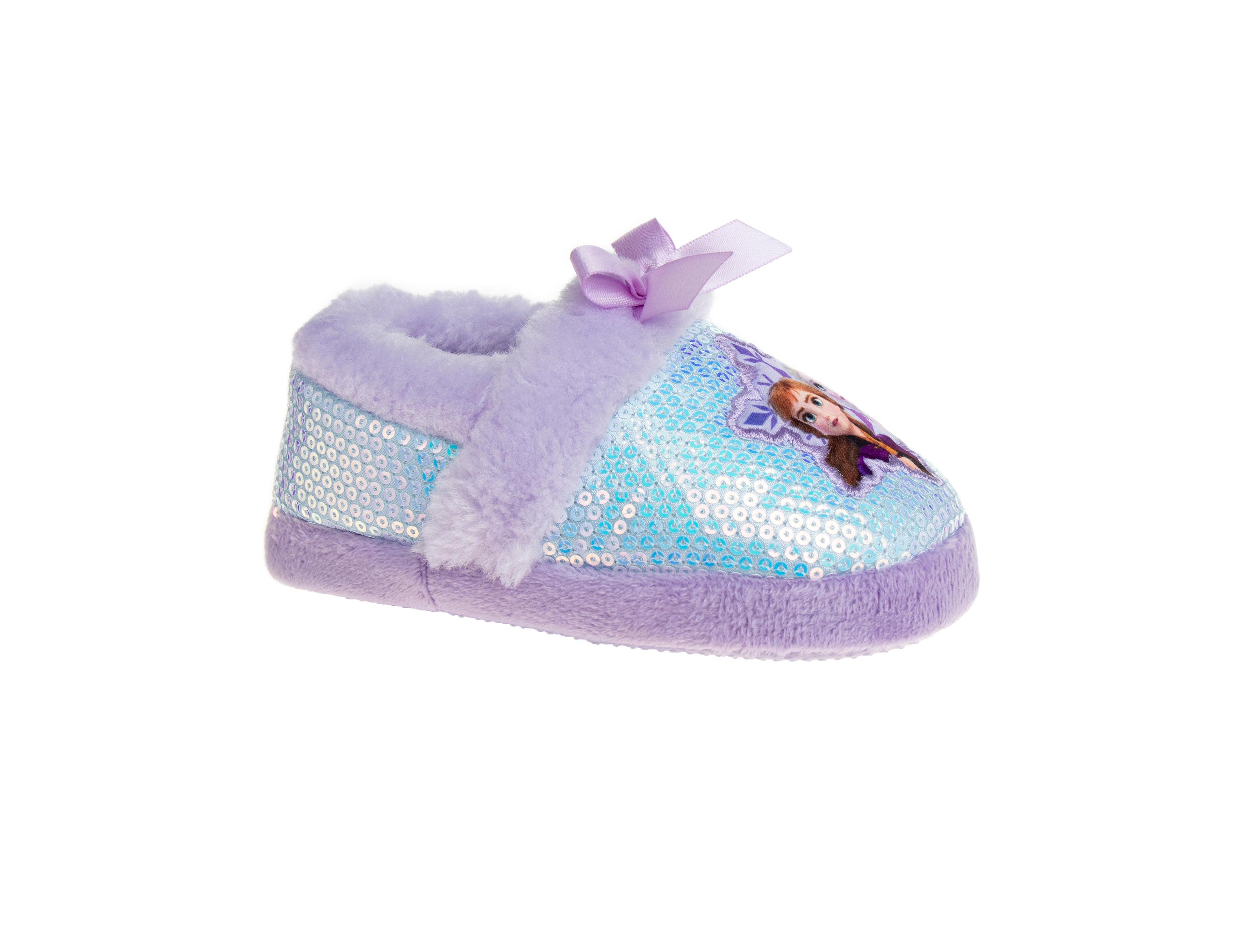 Disney Toddler Frozen Anna and Elsa Slippers Dual Warm Plush Lining Cozy Indoor Use
