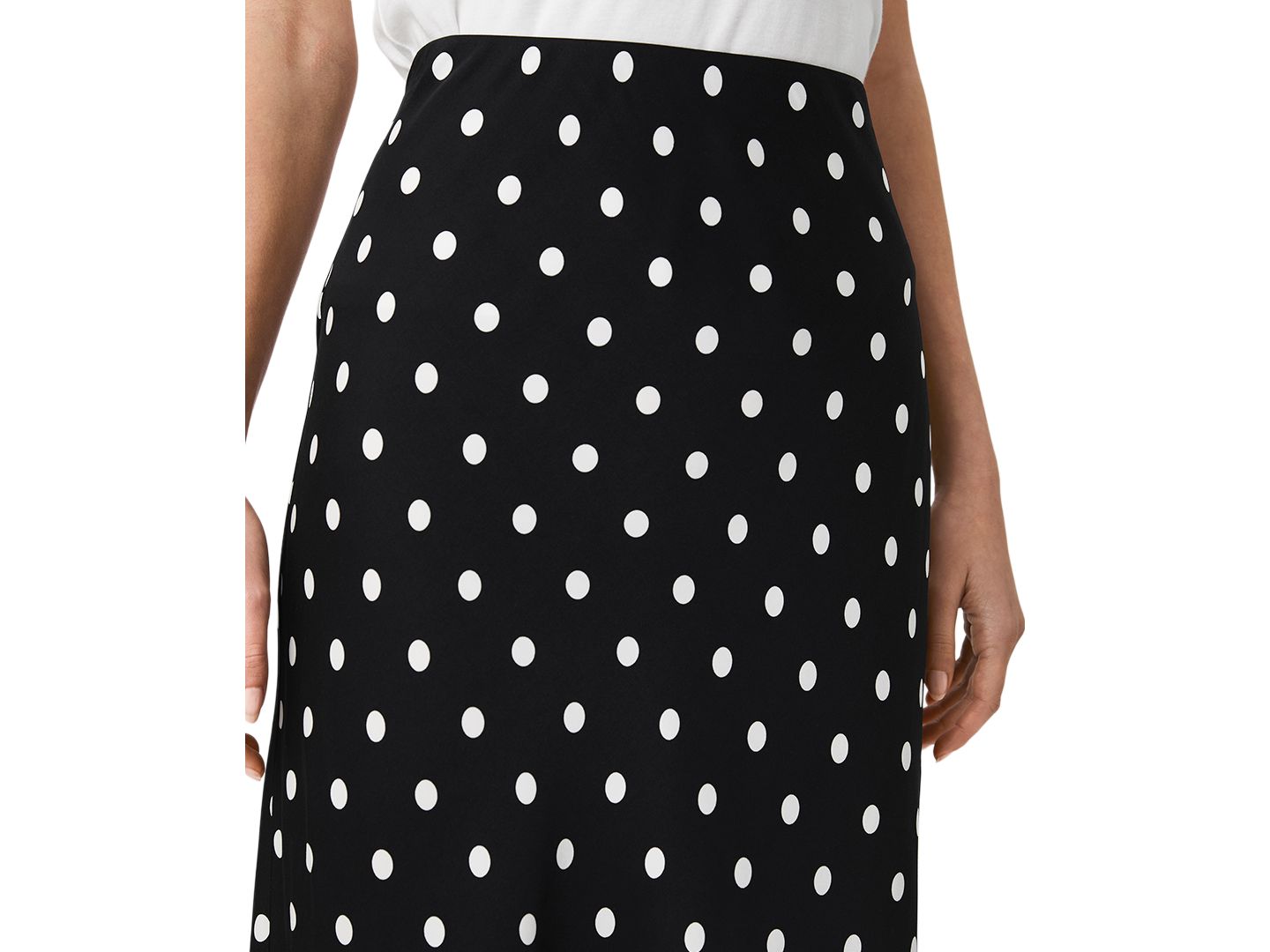 Женская юбка French Connection Ennis Satin Polka Dot Pull-On Midi, цвет: Чёрный / Белый — фото 9
