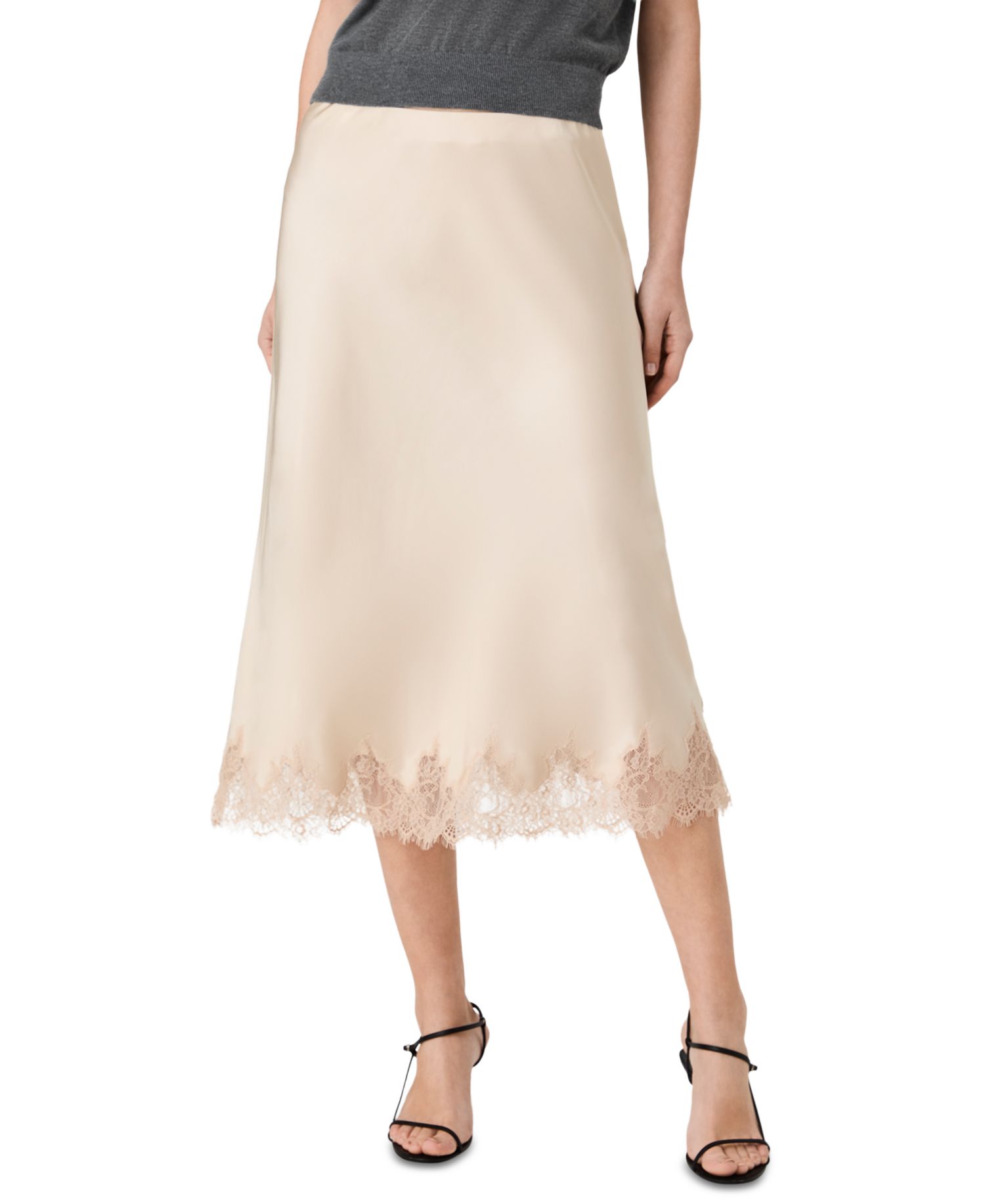 Women's Ennis Satin Lace Midi Skirt