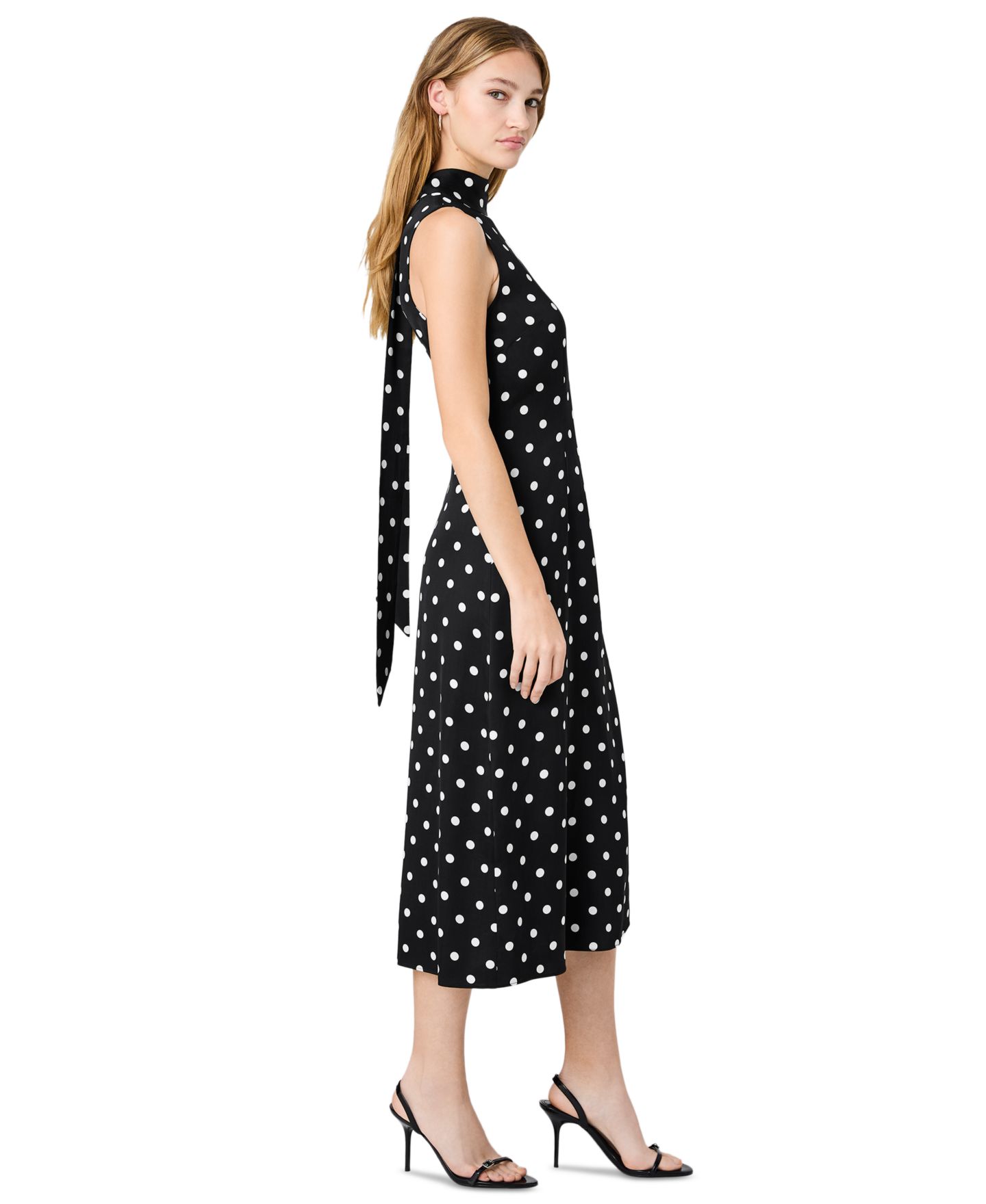 Женское платье French Connection Ennis Polka Dots Print Midi, цвет: Чёрный / Белый — фото 2