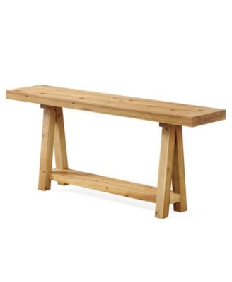 Solid Wood Sofa Table with Open Shelves for Hallway or Entry