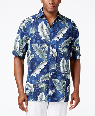 Campia Moda Men's Crosshatch Palm-Print Short-Sleeve Shirt