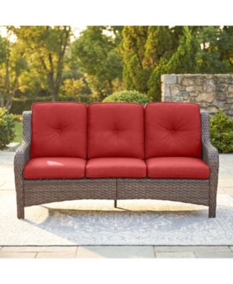 Outdoor Patio Sofa Wicker 3 Seater Sofa, Rattan Couch with Deep Seat and Olefin Cushions, High Backrest