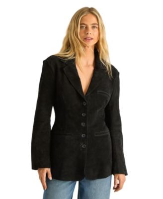 Women's Real Suede Cinched Waist Blazer