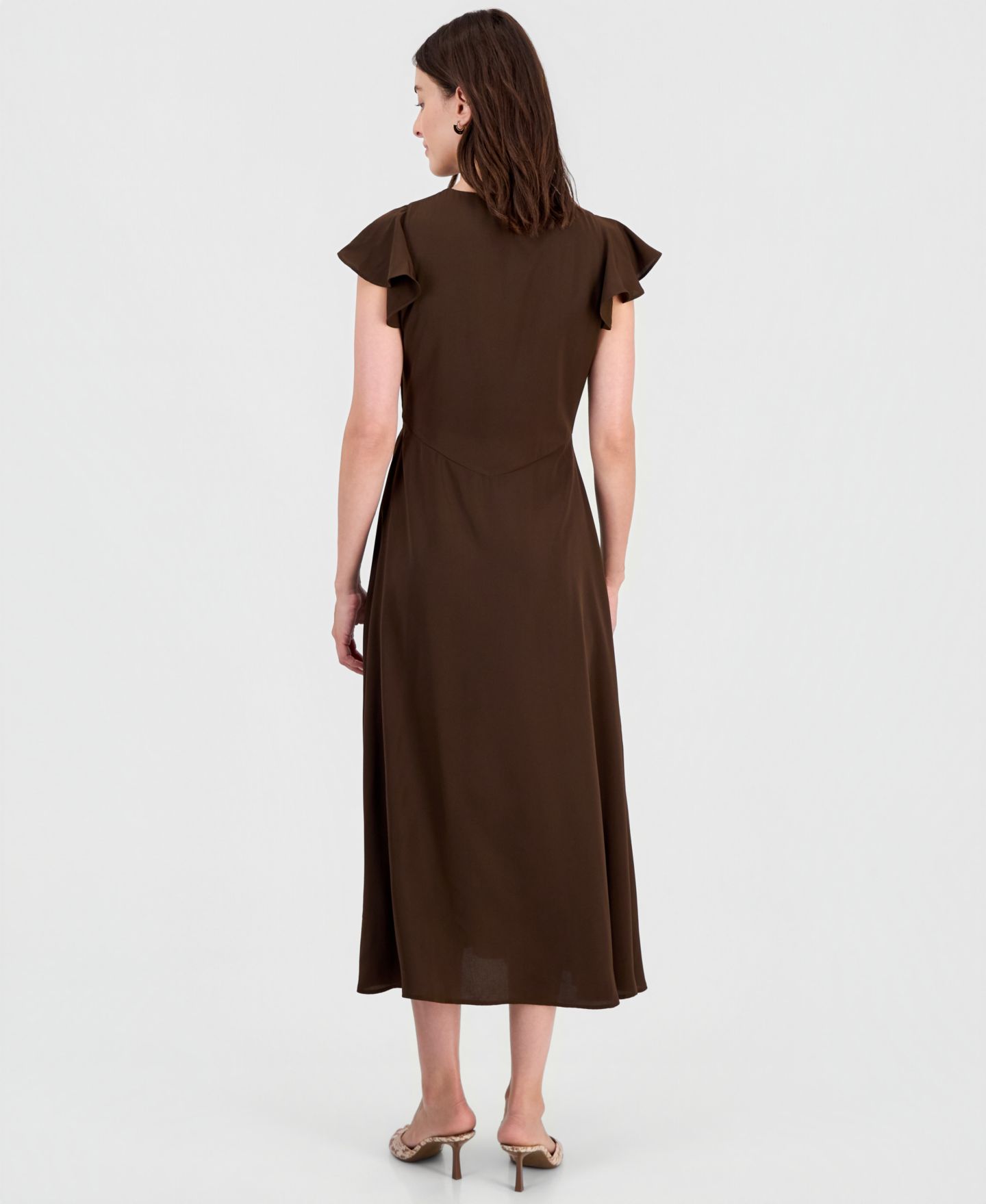 Женское платье I.N.C. International Concepts Flutter-Sleeve A-Line Midi, цвет: Кофейный — фото 2