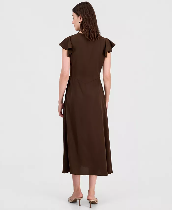 Women's Flutter-Sleeve A-Line Midi Dress - thumbnail 2