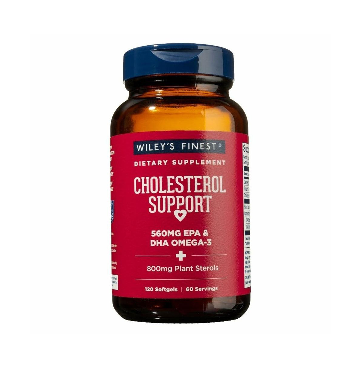 Wiley's Finest Wild Alaskan Fish Oil Cholesterol Support - Heart Health Supplement for Men and Women - 560mg Omega-3s
