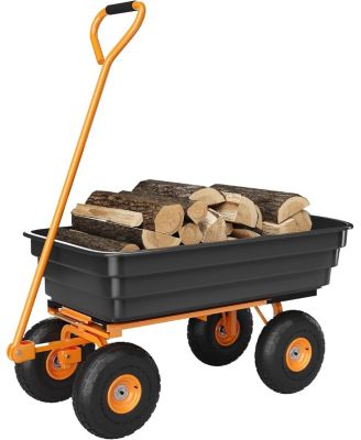 1200 LBS Heavy-Duty Garden Dump Cart  Poly Yard Wagon with 13-Inch All-Terrain Tires Quick Release Dump and Adjustable