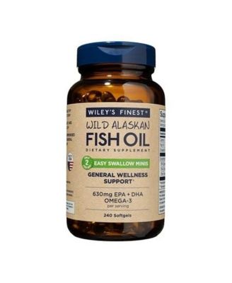 Wild Alaskan Fish Oil Minis - 630mg EPA and DHA Omega-3 for Adults and Kids - 240 Mini Softgels (120 Servings)