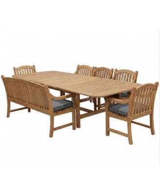 Bristol 7-Piece Rectangle Outdoor Dining Set (Dining Table, Dining Chairs and Bench)