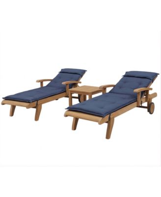 Bristol 3-Piece Outdoor Chaise Set (2 Chaise Lounge Chairs, 1 End Table)