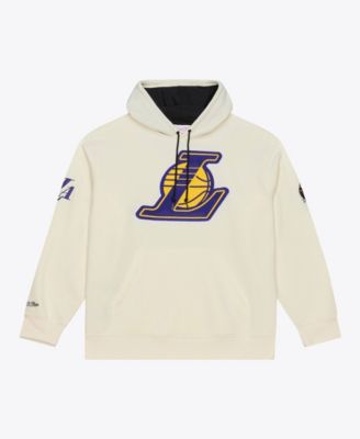 Men's Cream Los Angeles Lakers Hardwood Classics Chainstitch Premium Fleece Hoodie