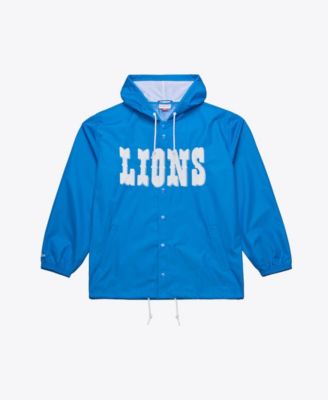 Men's Blue Detroit Lions Coaches Full-Snap Hooded Windbreaker Jacket