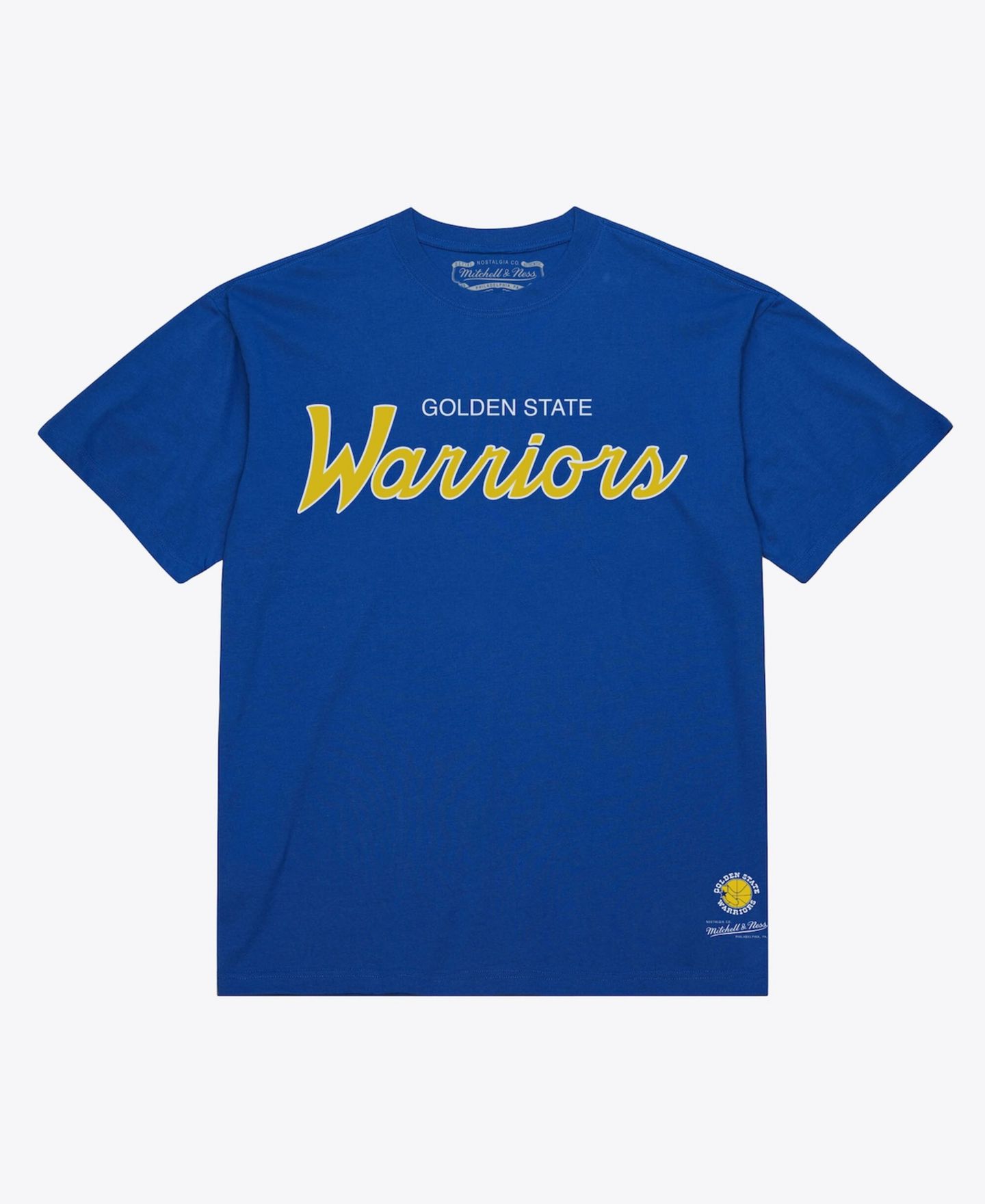 Мужская футболка Mitchell & Ness Royal Golden State Warriors Vintage Wordmark — фото 1
