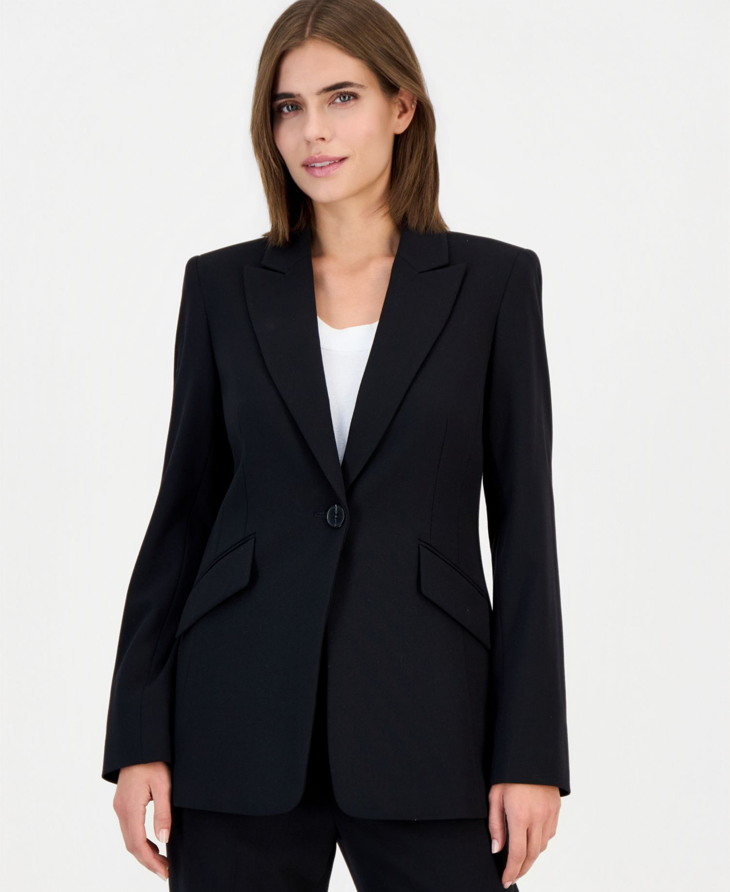 Peak-Lapel Button-Front Jacket
