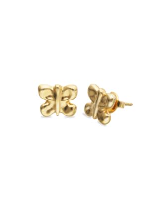 18k Gold Plated Metal Alloy Butterfly Earrings