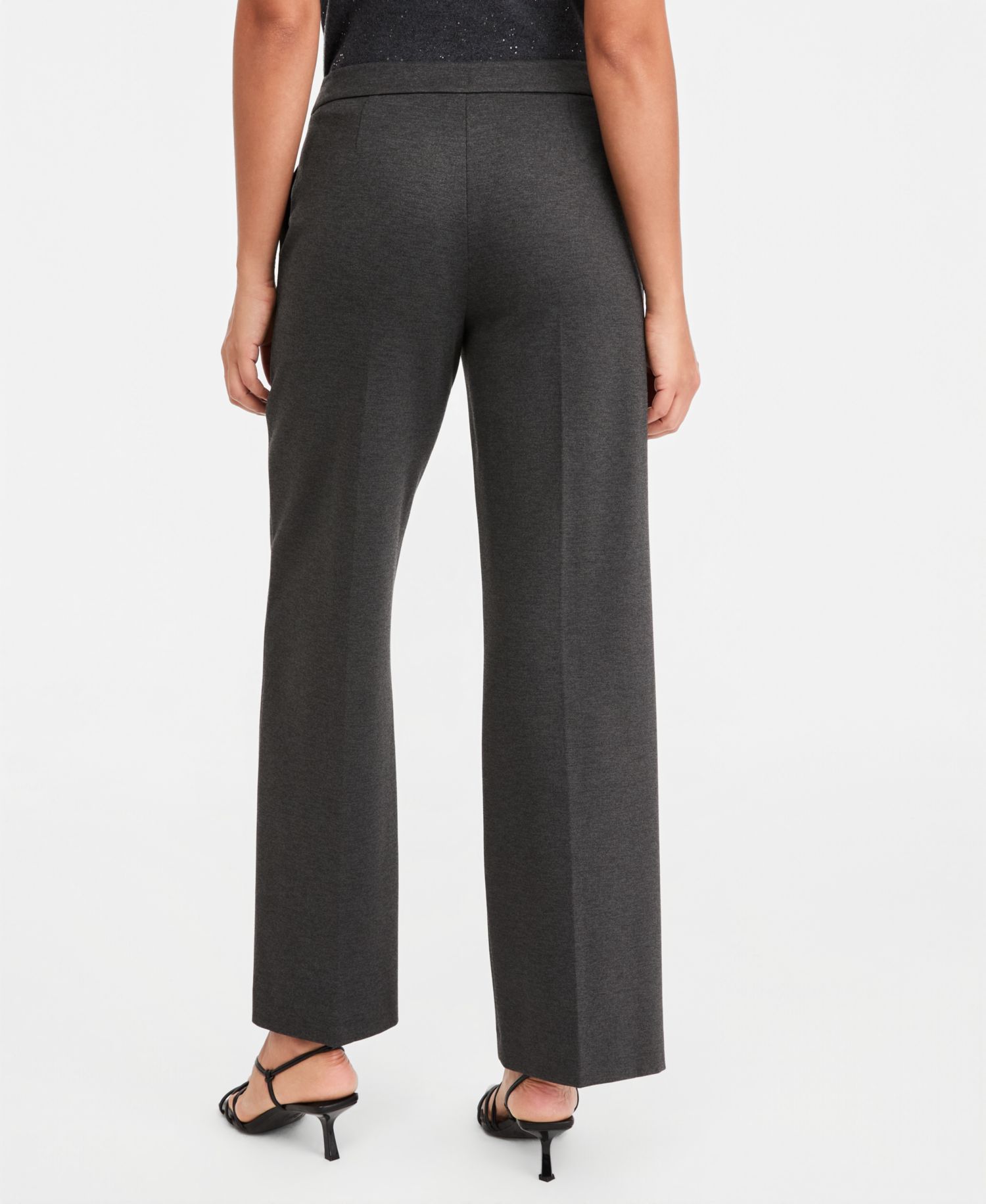Women's Emmpalace High-Waist Straight Milan-Stitch Stretch Jersey Pants