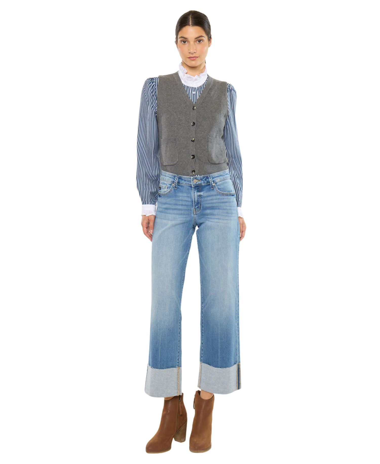 Women's Kenny Mid Rise Crop Wide-Leg Jeans