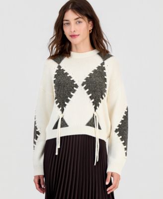 Women's Emmlacrima Merino Wool-Blend Long-Sleeve Lurex-Embroidered Sweater