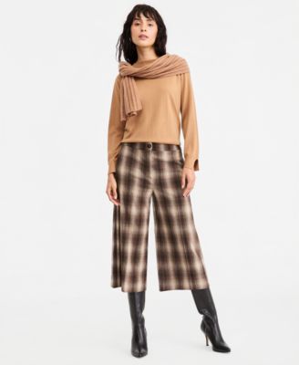 Women's Emmferito Plaid Wide-Leg Cropped Pants