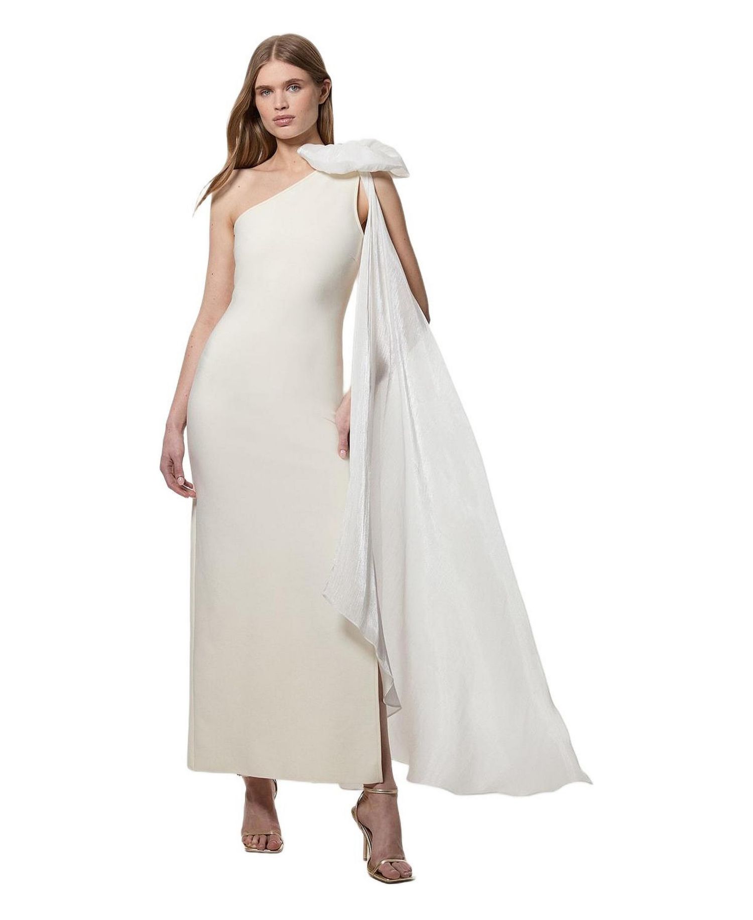 Women's Shoulder Bow Cape Detail Maxi Dress