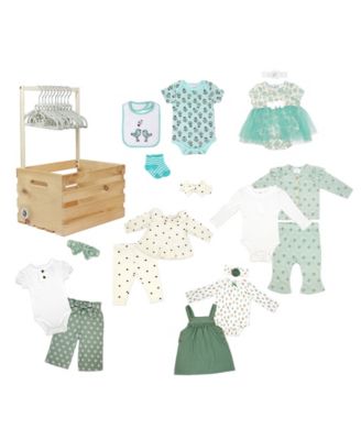 Three Storys Baby Girls' First Years Baby Shower Gift Crate, 29-Piece Set - Shades of Green