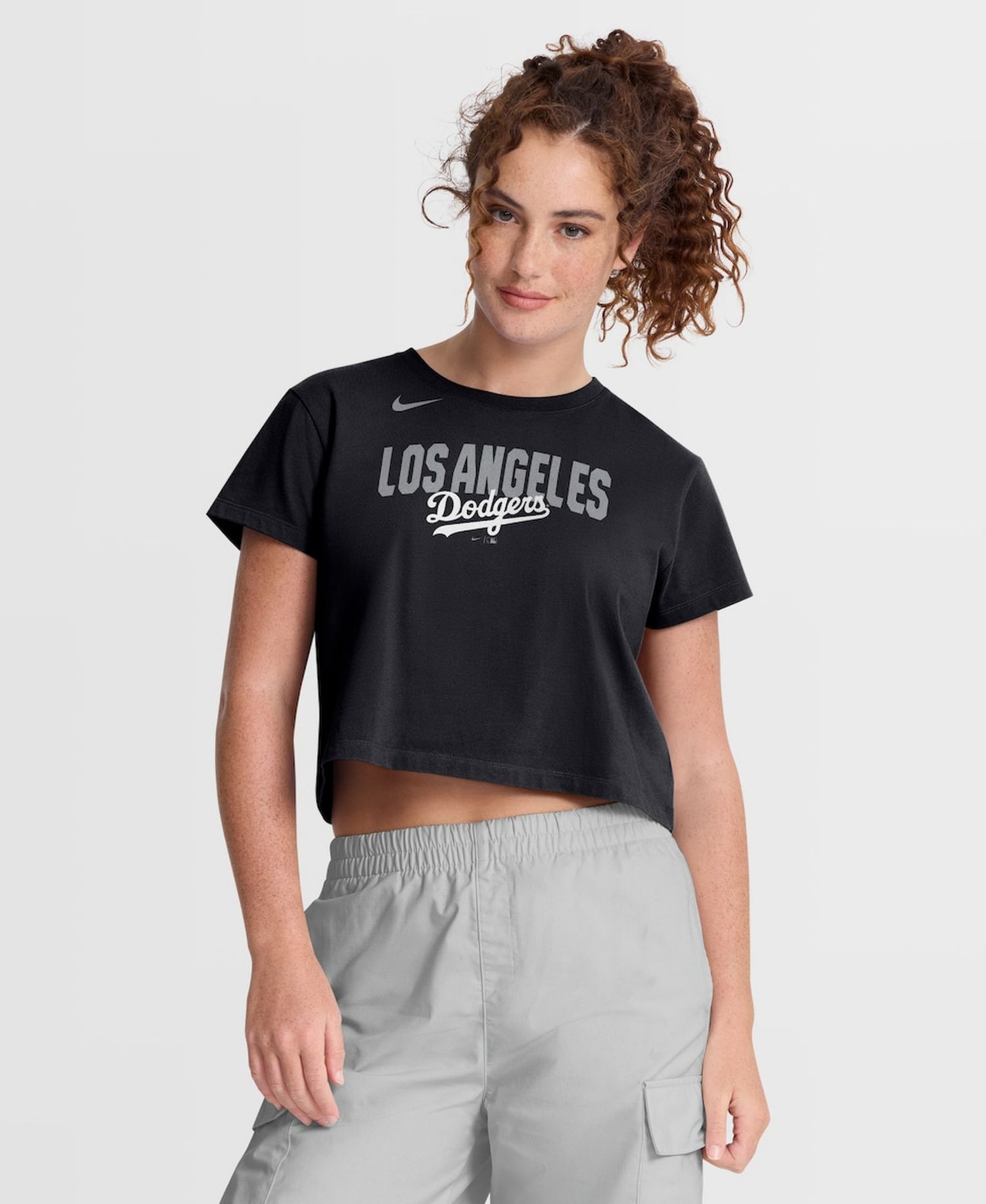 Women's Black Los Angeles Dodgers Mod Cropped T-Shirt