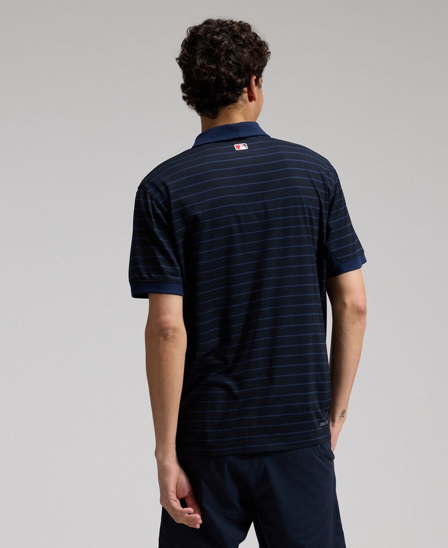 Men's Navy Washington Nationals Authentic Collection Striped Victory Dri-FIT Polo Shirt