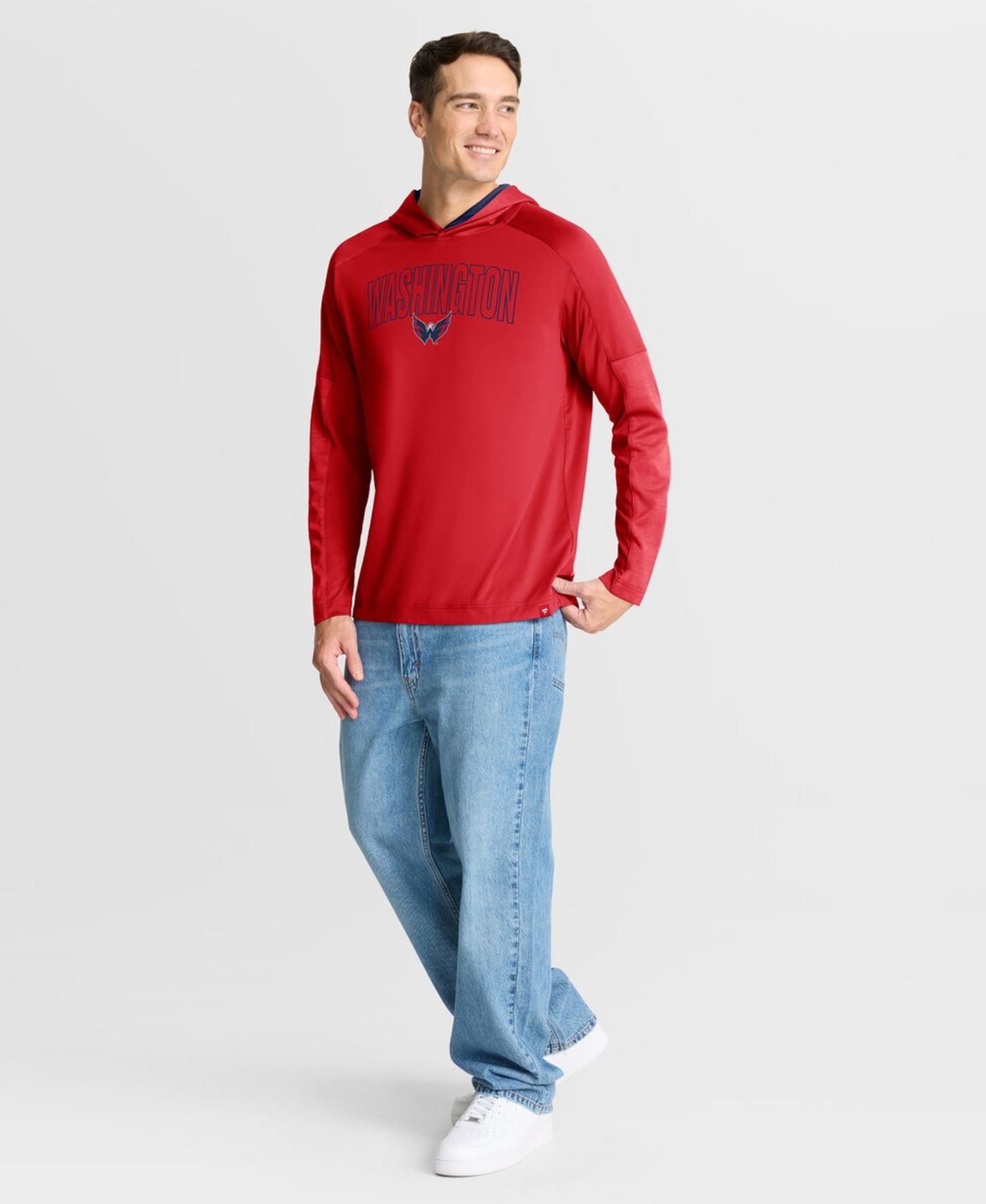 Men's Red Washington Capitals Penalty Shot Long Sleeve Hoodie T-Shirt
