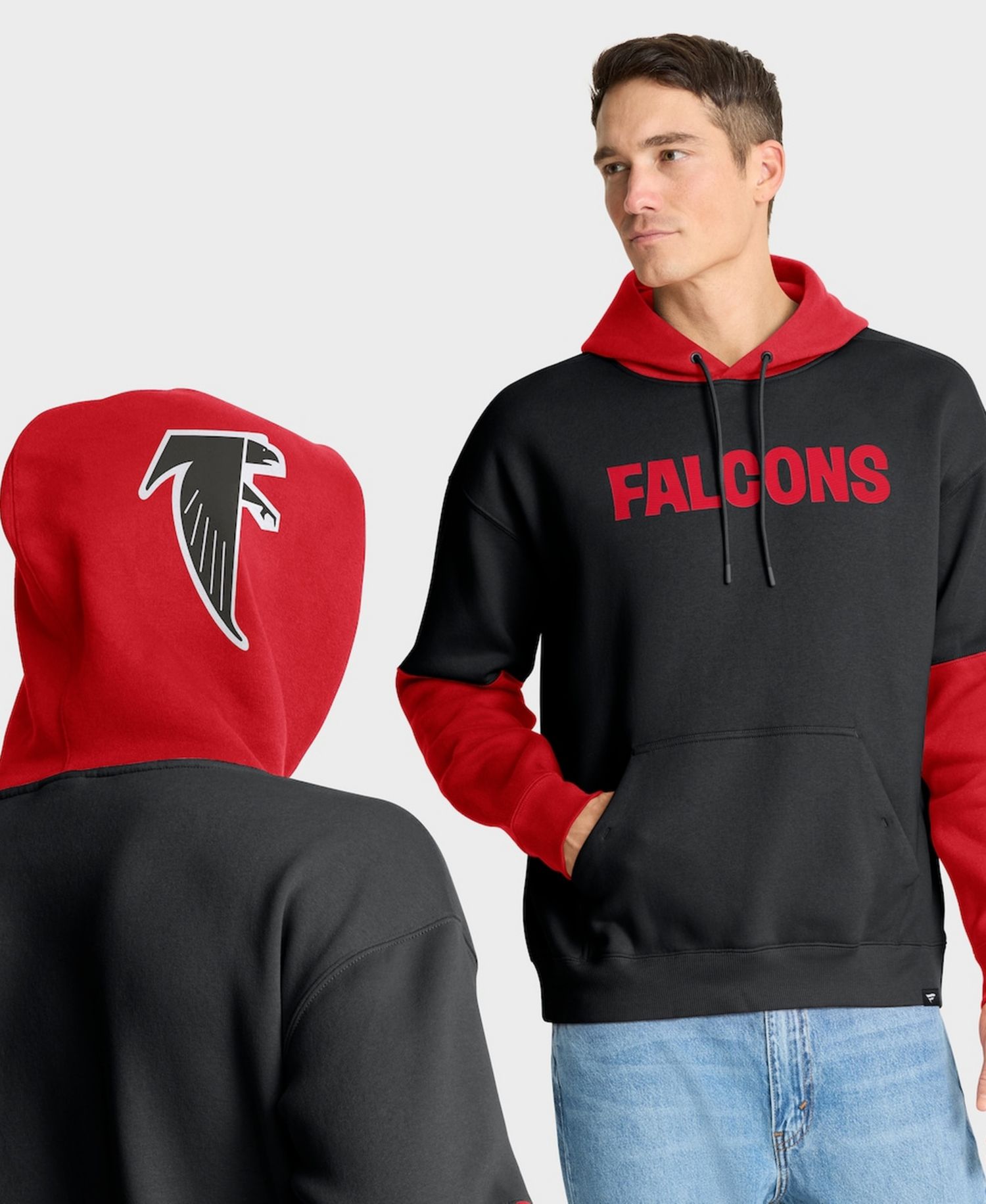 Men's Black Atlanta Falcons Helmet Retro Pullover Hoodie