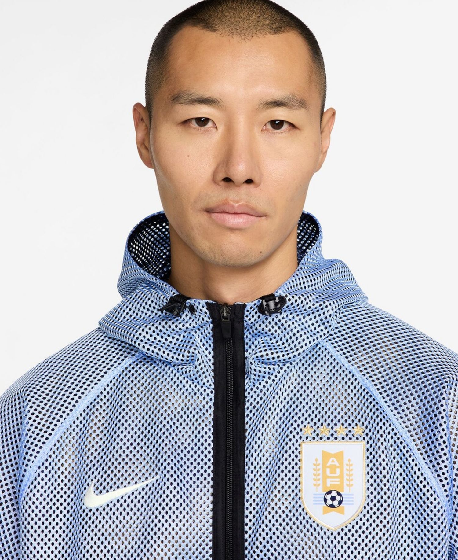 Men's Light Blue Uruguay National Team 2026 Anthem Mesh Dri-FIT Full-Zip Hooded Jacket