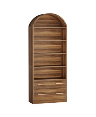 5 Tier Storage Bookshelf with File Drawer and Open Shelves