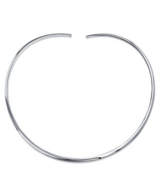 Collar Necklace Flat Slider Contoured Curved .925 Sterling Silver 3MM