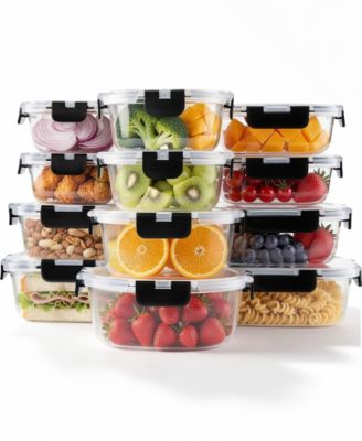 24-Piece Borosilicate Glass Food Storage Containers with Snap Locking Lids Microwave Safe Airtight Meal Prep BPA-Free