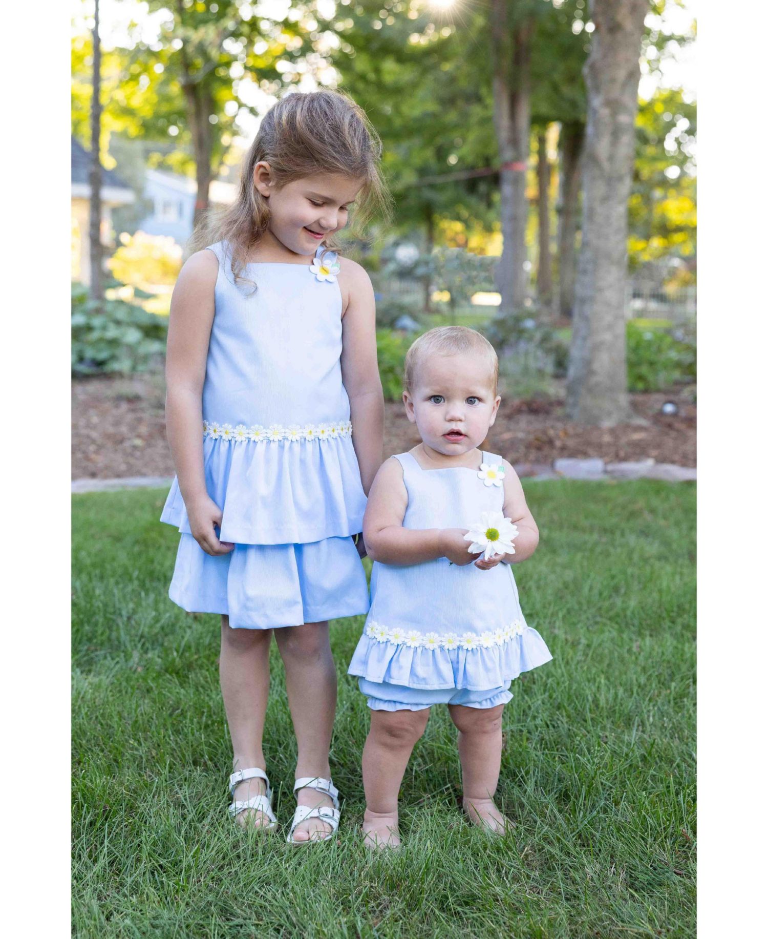 Baby Girl Pique Dress and Bloomer with Daisies